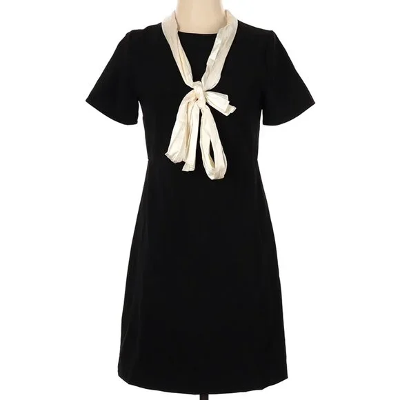 little black dress with scarf Strapless Sculptural Mini Dress with Choker Scarf Black Fit & Flare  A-Line Bodice for Cocktail Party Formal Evening Event Kouvr Fashion main image 1
